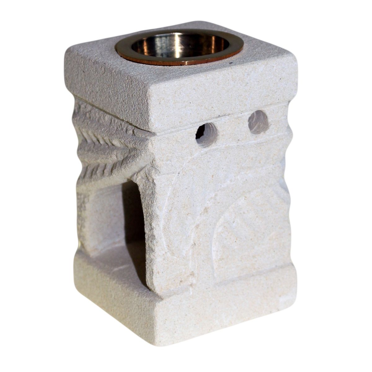 Stone Oil Burner – Carved Leaf