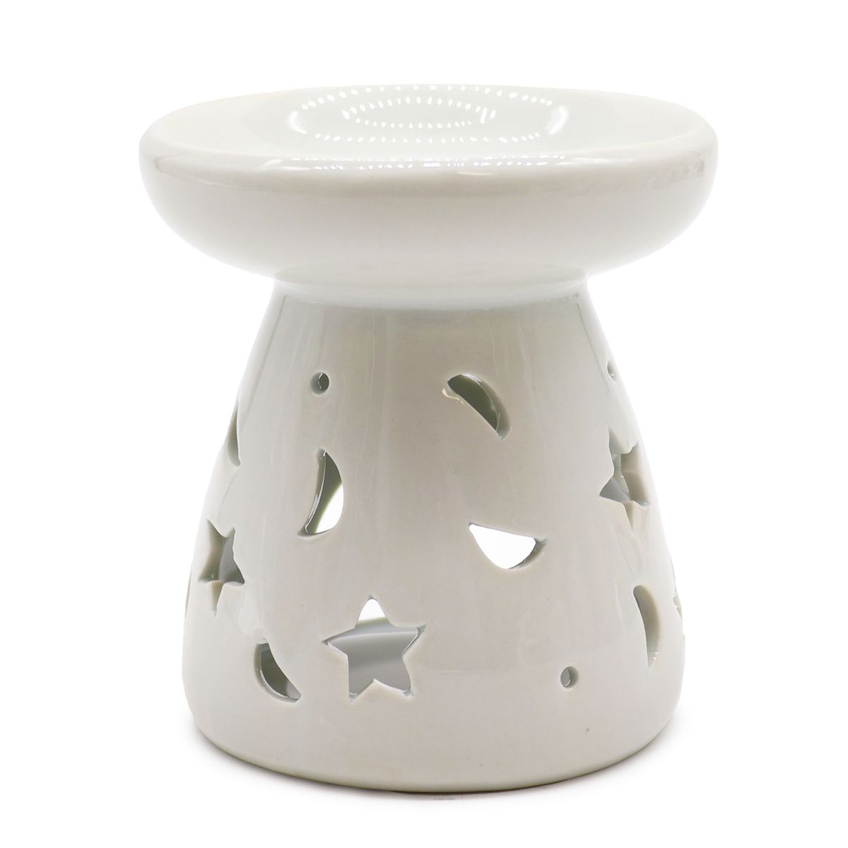 Classic White Oil Burner – Moon & Star, Large