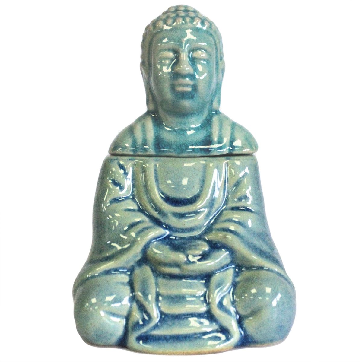 Sitting Buddha Oil Burner – Blue