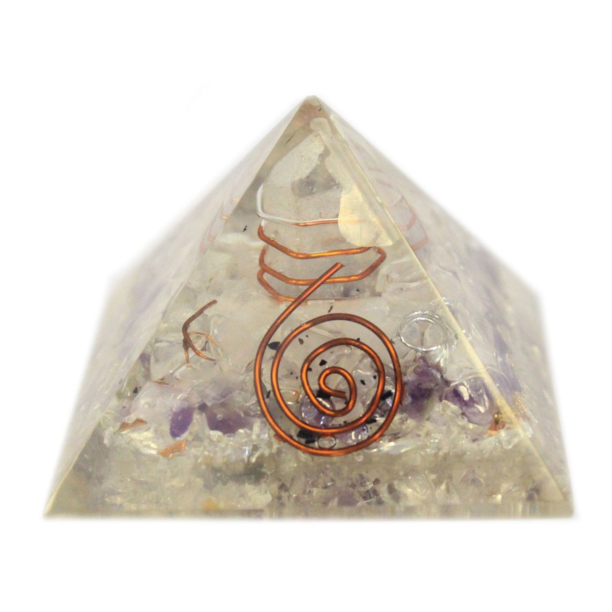 Orgonite Pyramid with Gem Chips and Copper – Medium, 55mm