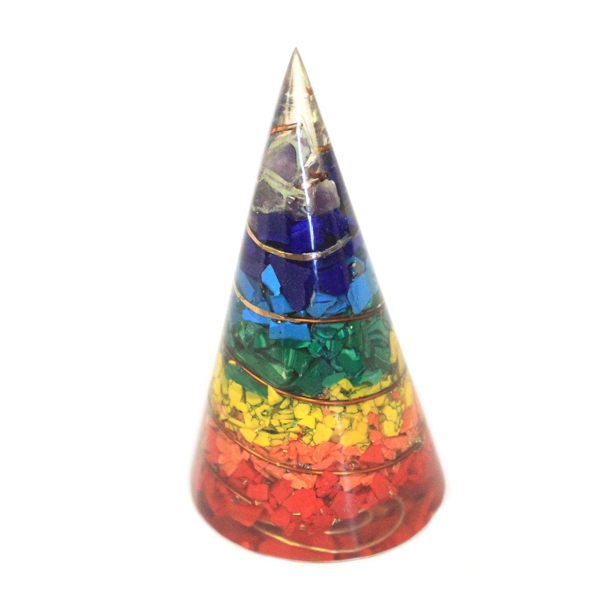 Orgonite Cone – Multi Gem Chip, 80mm