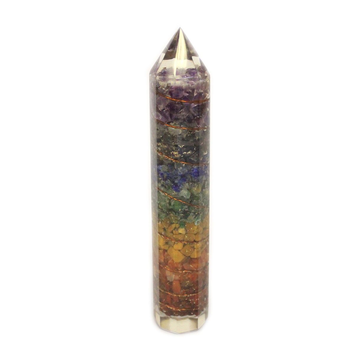 Orgonite Wand with Copper and Gem Chips – 15cm