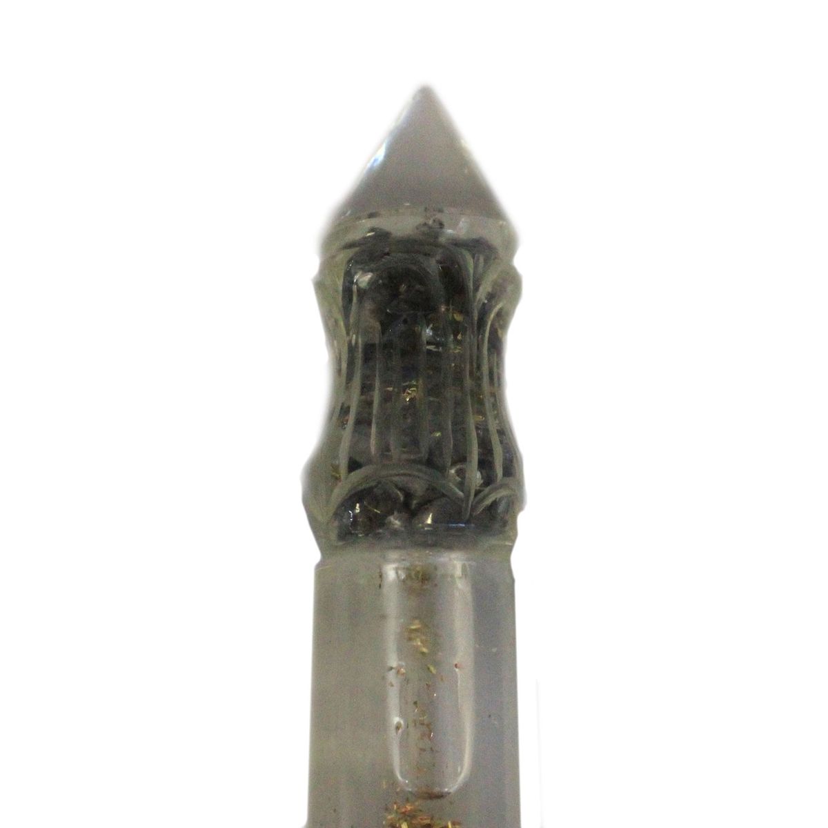 Carved Orgonite Water Wand with Copper and Gem Chips