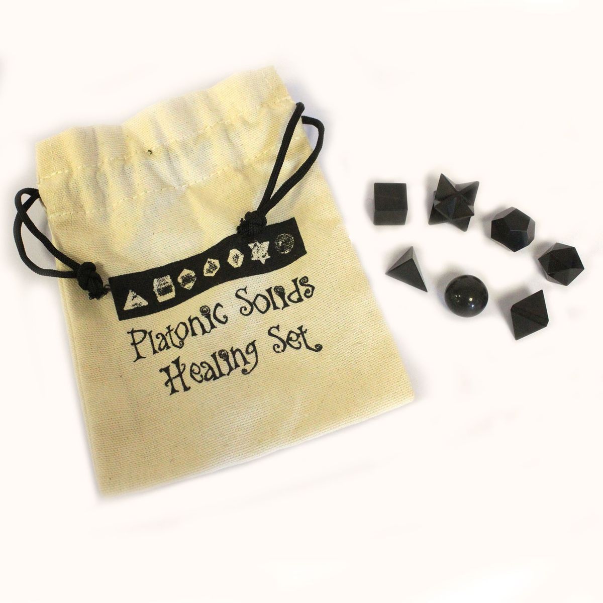 Geometric Black Agate Set – Seven Pieces