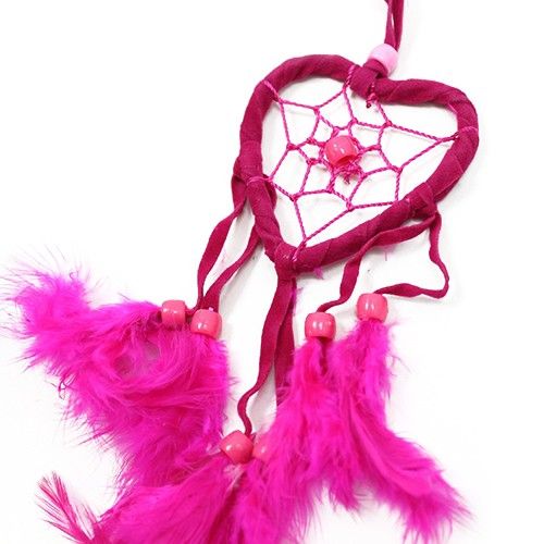 Bali Dreamcatcher – Small Heart, Turquoise/Pink/Purple