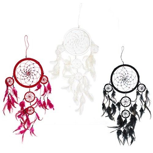 Bali Dreamcatcher – Large Round, Black/White/Red