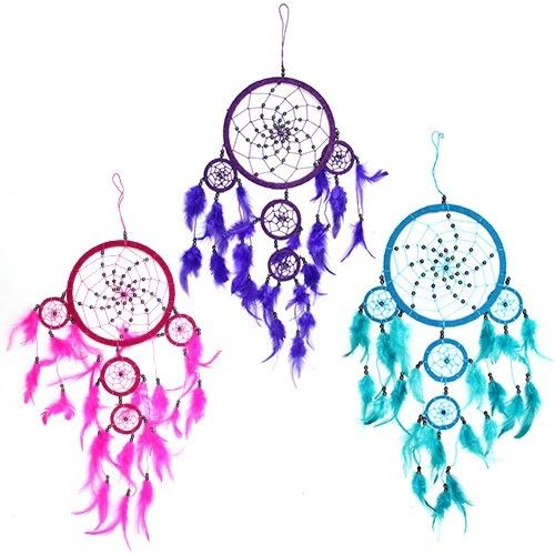 Bali Dreamcatcher – Large Round, Turquoise/Pink/Purple