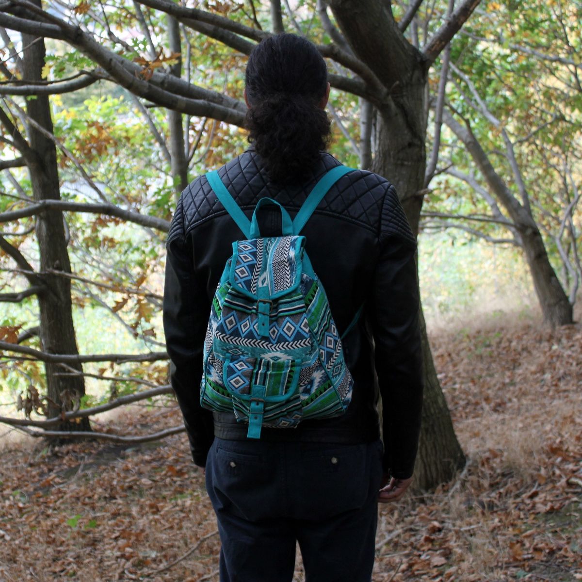 Jacquard Backpack – Teal