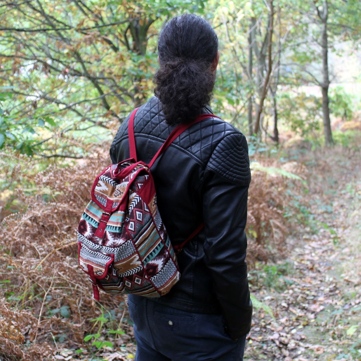 Jacquard Backpack – Chocolate