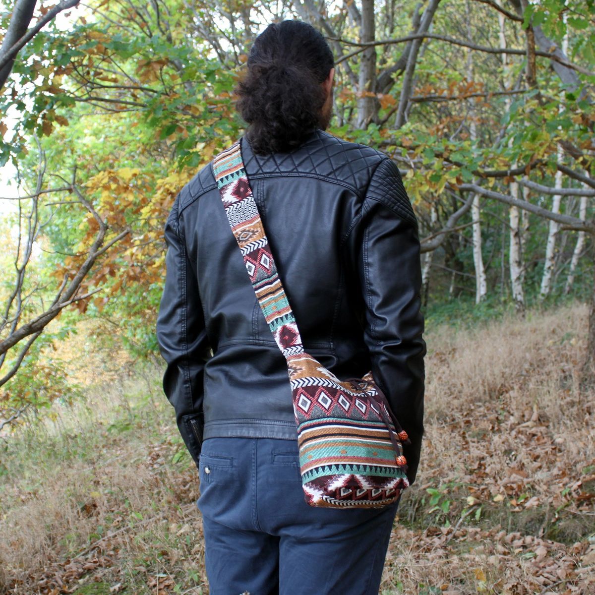 Jacquard Sling Bag – Chocolate