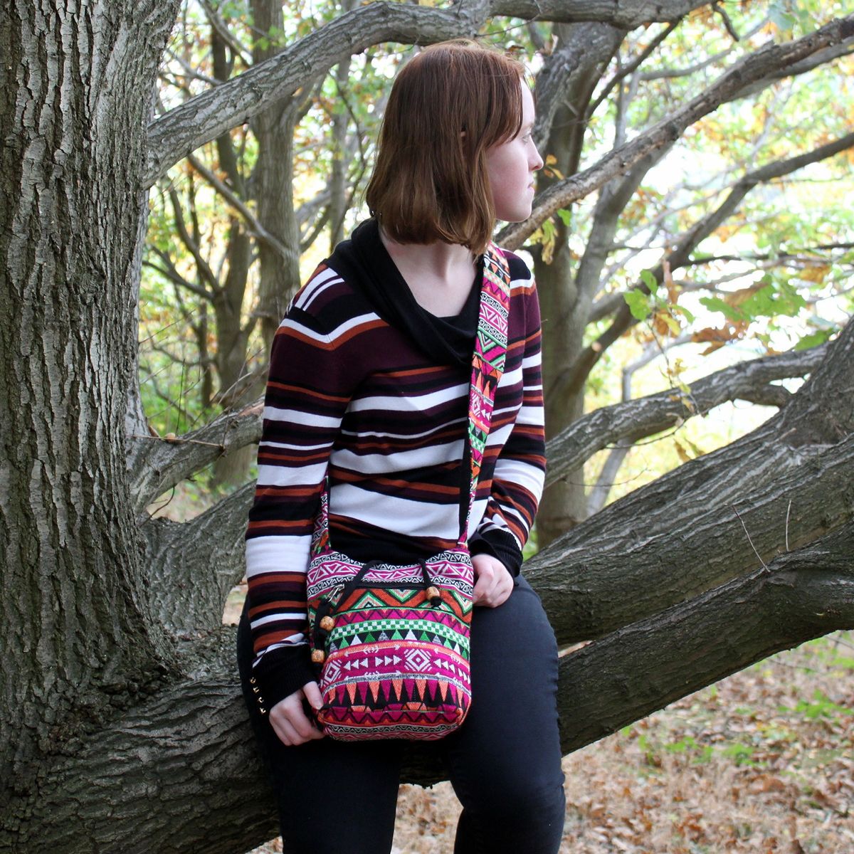 Jacquard Sling Bag – Pink