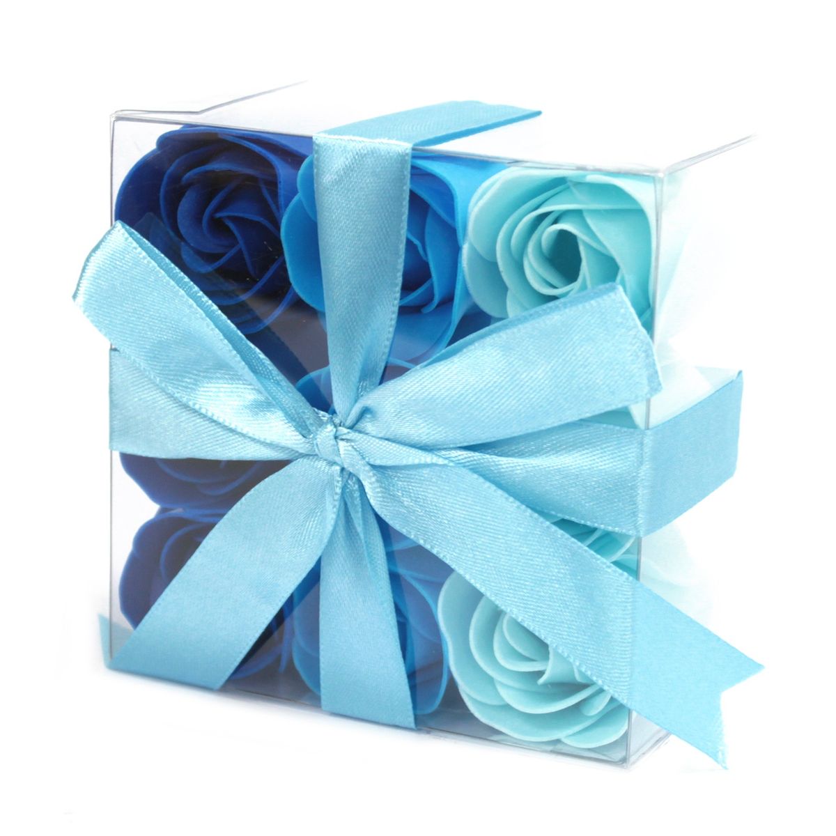 Soap Flowers – Blue Wedding Roses, Set of 9