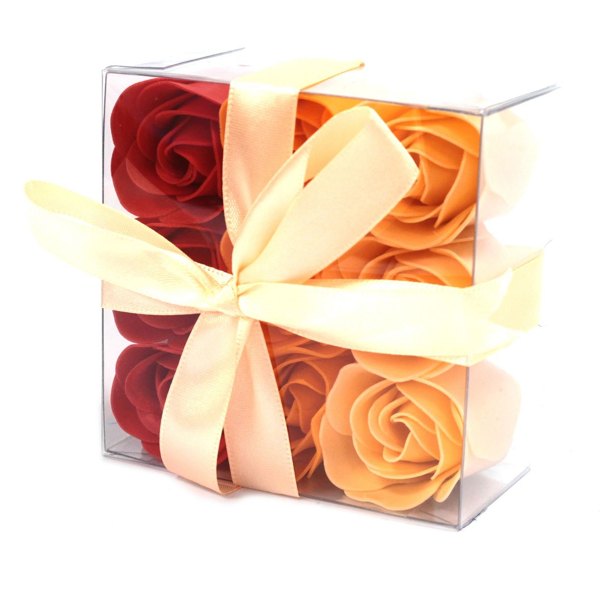 Soap Flower Box – Peach Roses, Set of 9