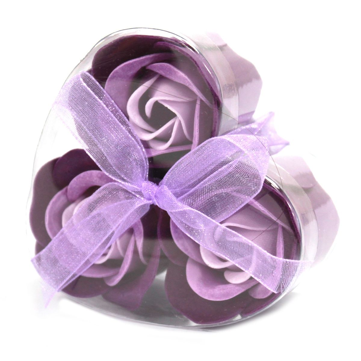 Soap Flower Heart Box – Lavender Roses, Set of 3