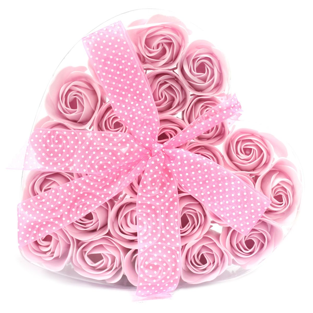 Soap Flower Heart Box – Pink Roses, Set of 24