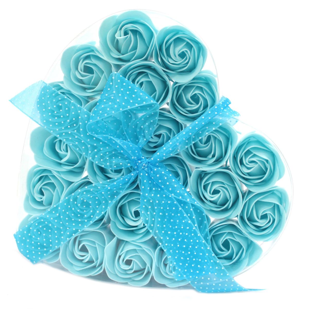 Soap Flower Heart Box – Blue Roses, Set of 24