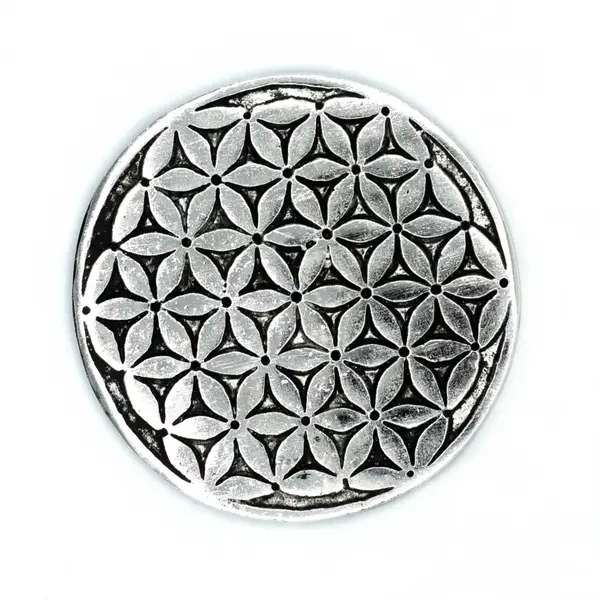 Polished Aluminium Flower of Life Incense Holder – 11cm