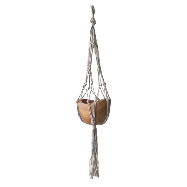 Macrame Small Drop Plant Hanger – Beige, 75cm