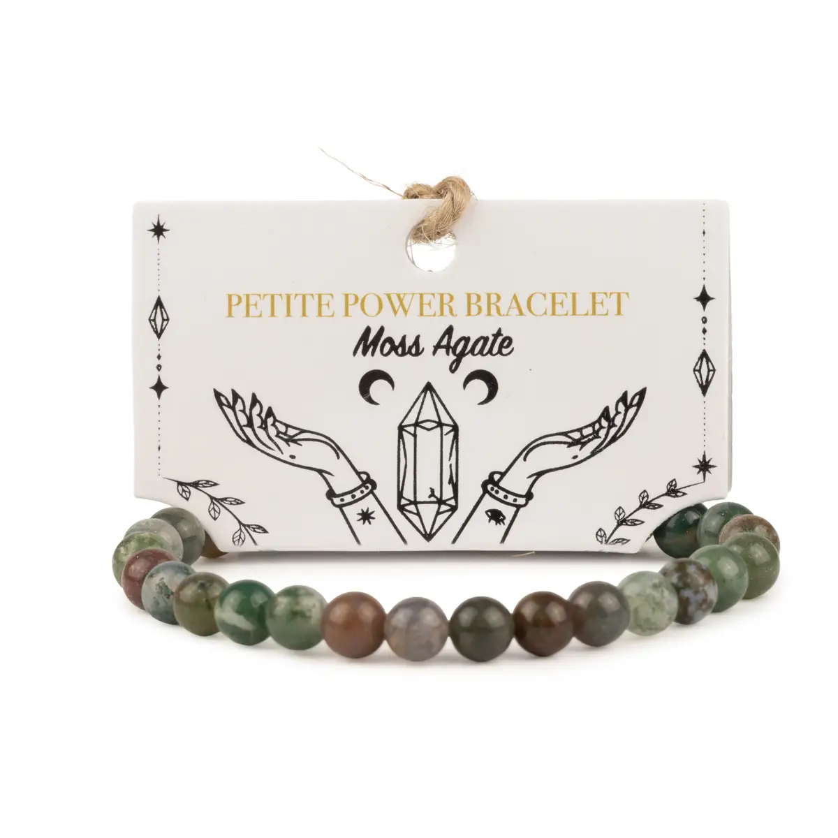 Moss Agate Petite Power Bracelet – 6mm Beads, 17cm