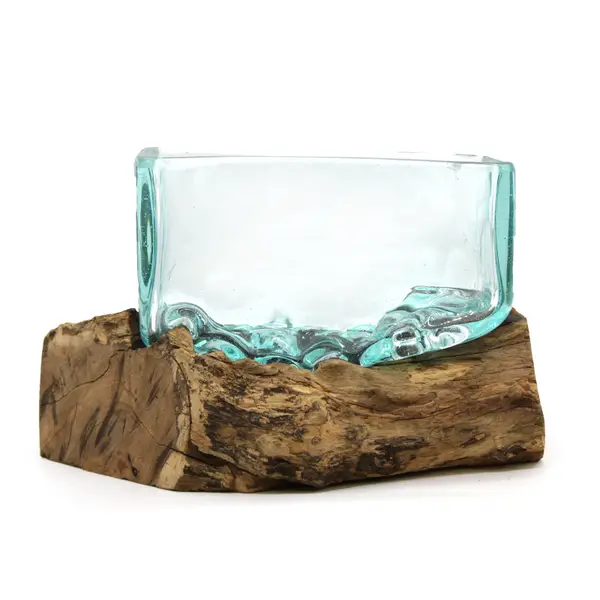 Molten Glass Tank on Wood with Stand – Medium