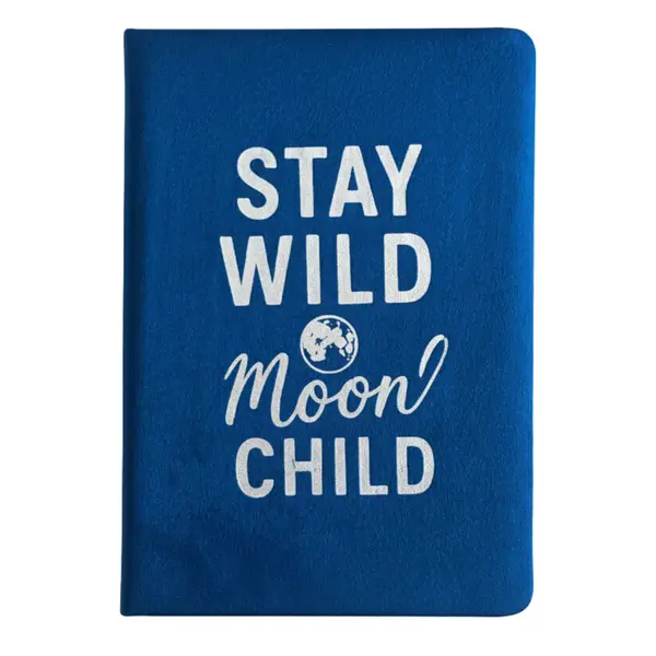 Stay Wild Moon Child Velvet Notebook – Dark Blue, 80 Pages