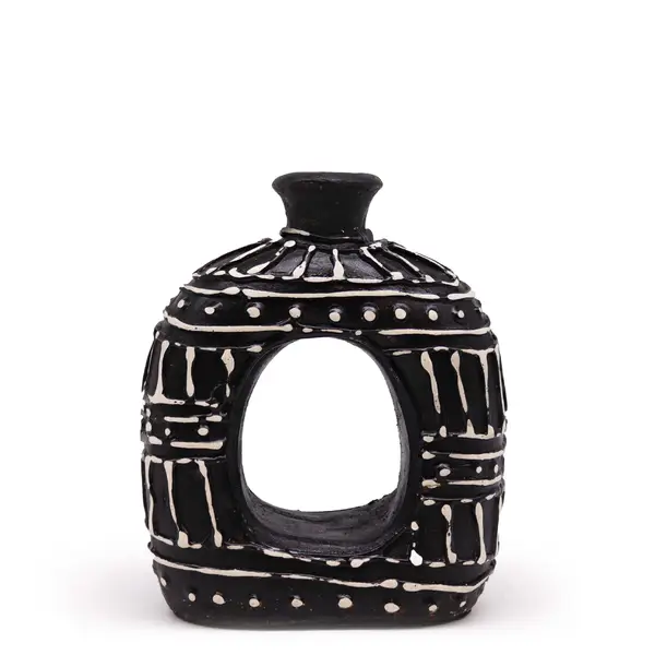 Oval Donut Shaped Vase – Chocolate, 18cm