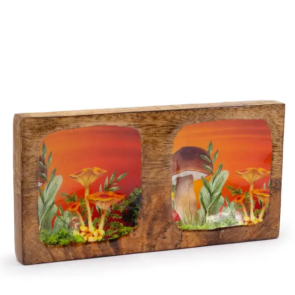 Mushroom Design Double Trinket Tray – Maroon, 20x10cm