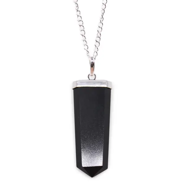 Gemstone Flat Pencil Pendant – Black Agate