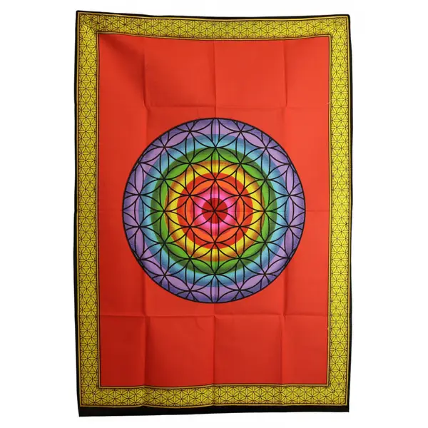 Cotton Wall Art – Rainbow Flower of Life, 70 x 110cm