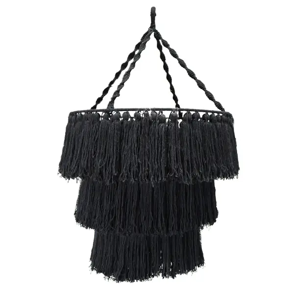 Macrame Soft Chandelier Shade – Black